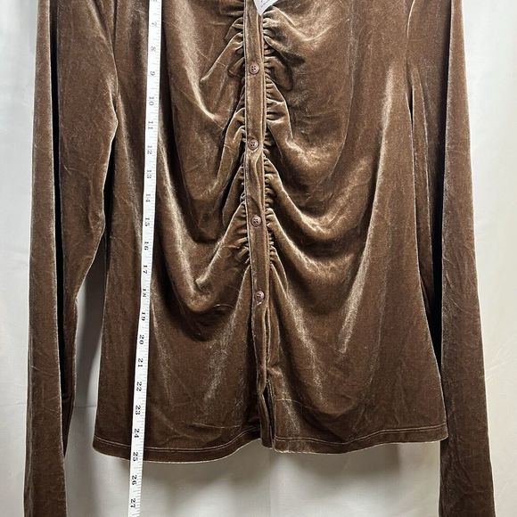 Red by BKE Buckle womens XL brown velvet collared button up blouse NEW western - Picture 6 of 8